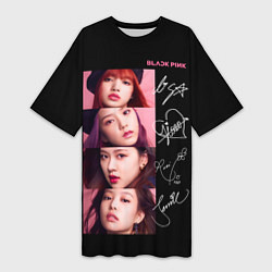 Футболка женская длинная Blackpink Autographs, цвет: 3D-принт