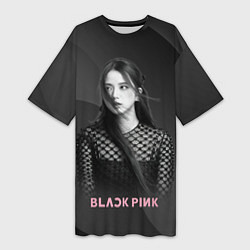 Футболка женская длинная Jisoo black, цвет: 3D-принт