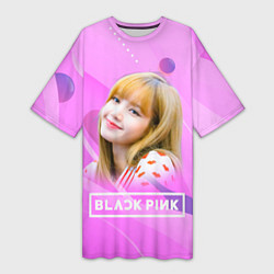 Футболка женская длинная Blackpink Lisa pink, цвет: 3D-принт