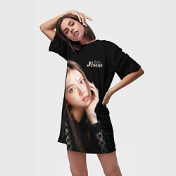 Футболка женская длинная Blackpink Cute Jisoo Kim, цвет: 3D-принт — фото 2