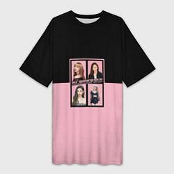 Женская длинная футболка Черно-розовые K-pop группа