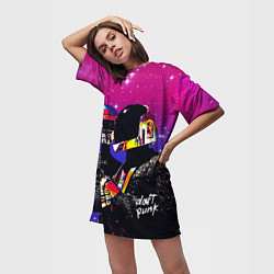 Футболка женская длинная Daft Punk Discovery, цвет: 3D-принт — фото 2