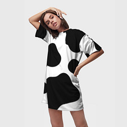 Футболка женская длинная Принт - пятна коровы, цвет: 3D-принт — фото 2