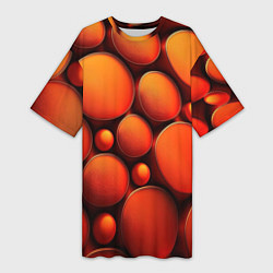 Футболка женская длинная Оранжевы е круглые плиты, цвет: 3D-принт