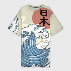 Женская длинная футболка Япония море