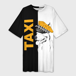 Женская длинная футболка Собака в кепке таксиста