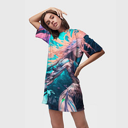 Футболка женская длинная Лига стихий, цвет: 3D-принт — фото 2