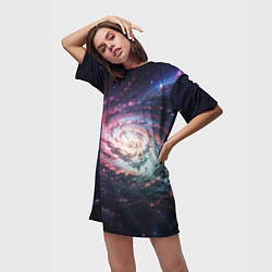 Футболка женская длинная Спиральная галактика в космосе, цвет: 3D-принт — фото 2