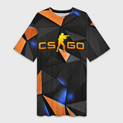 Футболка женская длинная CSGO orange style, цвет: 3D-принт