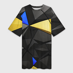 Женская длинная футболка Black yellow elements