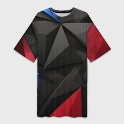 Женская длинная футболка Black blue red elements