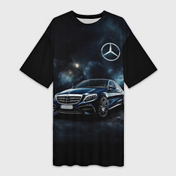 Женская длинная футболка Mercedes Benz galaxy