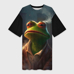 Футболка женская длинная Frog Pepe, цвет: 3D-принт