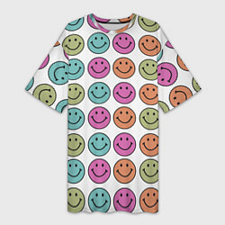 Футболка женская длинная Smiley face, цвет: 3D-принт
