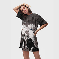 Футболка женская длинная Re Zero Ram and Rem, цвет: 3D-принт — фото 2