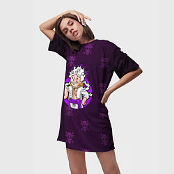 Футболка женская длинная One piece - Луффи в стиле Пип-Бой, цвет: 3D-принт — фото 2