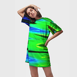 Футболка женская длинная Green blut geometry, цвет: 3D-принт — фото 2