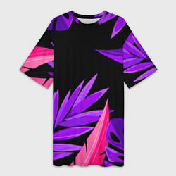Футболка женская длинная Floral composition - neon, цвет: 3D-принт