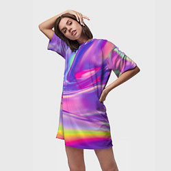 Футболка женская длинная Радужное северное сияние, цвет: 3D-принт — фото 2