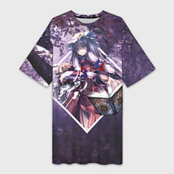 Футболка женская длинная Touhou Project Пачули Нолидж, цвет: 3D-принт