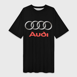 Футболка женская длинная Audi sport на чёрном, цвет: 3D-принт