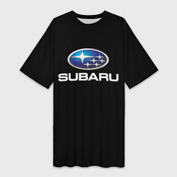 Футболка женская длинная Subaru sport auto car, цвет: 3D-принт