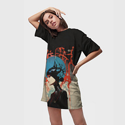 Футболка женская длинная Шпионка в пространственных измерениях, цвет: 3D-принт — фото 2