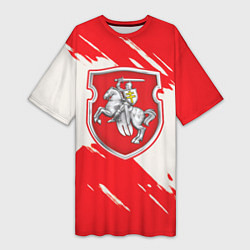 Футболка женская длинная Belarus герб краски, цвет: 3D-принт