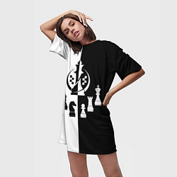 Футболка женская длинная Шахматист гроссмейстер, цвет: 3D-принт — фото 2