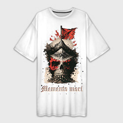 Футболка женская длинная Череп memento mori, цвет: 3D-принт