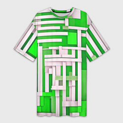 Женская длинная футболка Полосы на зелёном фоне