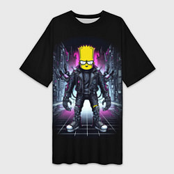 Футболка женская длинная Cool Bart Simpson - cyberpunk - ai art, цвет: 3D-принт