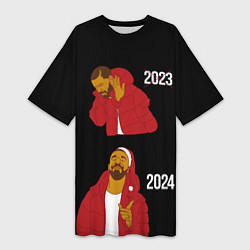 Футболка женская длинная Дрейк 2023-2024, цвет: 3D-принт