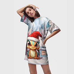 Футболка женская длинная Маленький дракончик 2024 год, цвет: 3D-принт — фото 2