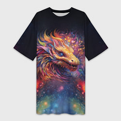 Женская длинная футболка Космический дракон - символ года