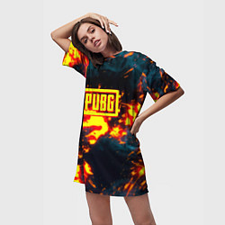 Футболка женская длинная PUBG огненое лого, цвет: 3D-принт — фото 2