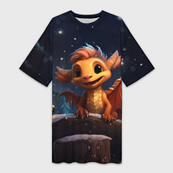 Женская длинная футболка Кристаллический владыка дракон