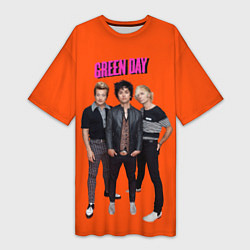 Футболка женская длинная Green Day trio, цвет: 3D-принт