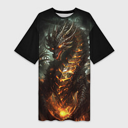 Футболка женская длинная Древний огненный дракон символ 2024, цвет: 3D-принт