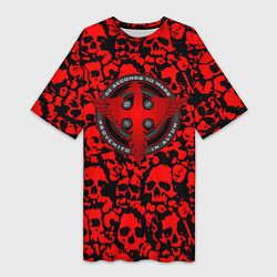 Футболка женская длинная Thirty Seconds to Mars skull pattern, цвет: 3D-принт