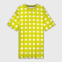 Футболка женская длинная Ретро темно желтые круги, цвет: 3D-принт