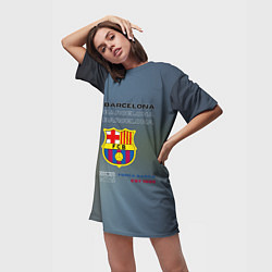 Футболка женская длинная Футбольный клуб барселона, логотип, цвет: 3D-принт — фото 2