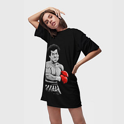 Футболка женская длинная Rocky Balboa, цвет: 3D-принт — фото 2