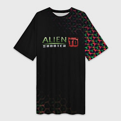 Футболка женская длинная Alien Shooter космос тема, цвет: 3D-принт
