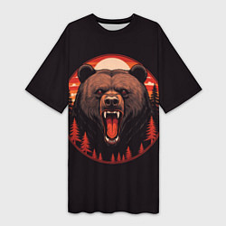 Женская длинная футболка Голова медведя гризли