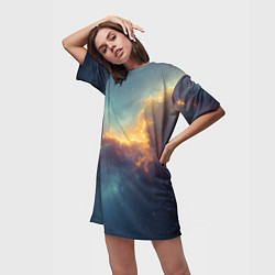 Футболка женская длинная Космос вселенная, цвет: 3D-принт — фото 2