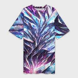 Футболка женская длинная Синий драгоценный камень, цвет: 3D-принт