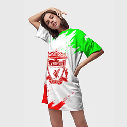 Футболка женская длинная Liverpool краски спорт, цвет: 3D-принт — фото 2