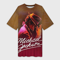 Футболка женская длинная Michael Jackson нарисованный кистью, цвет: 3D-принт
