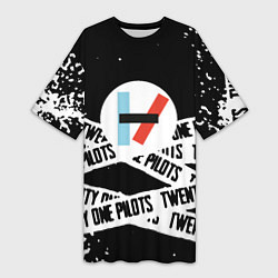 Футболка женская длинная Twenty one pilots stripes steel, цвет: 3D-принт